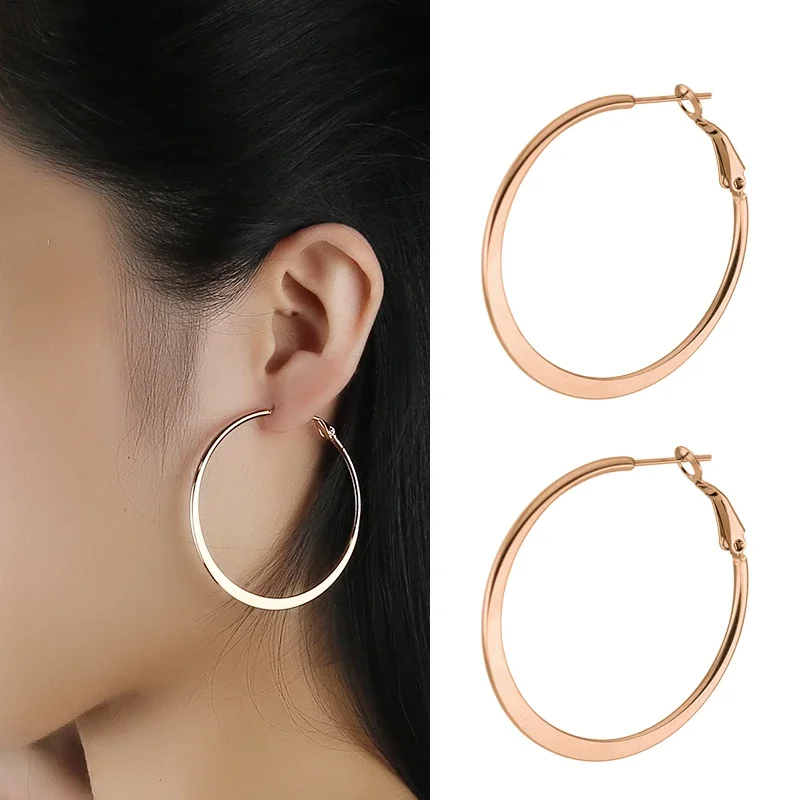 Vintage Big Round Hoop Earrings 2024 Trendy Steel Earring Rings Large Wholesale Earrings Lot Bulk Designer Luxury Jewelry korean