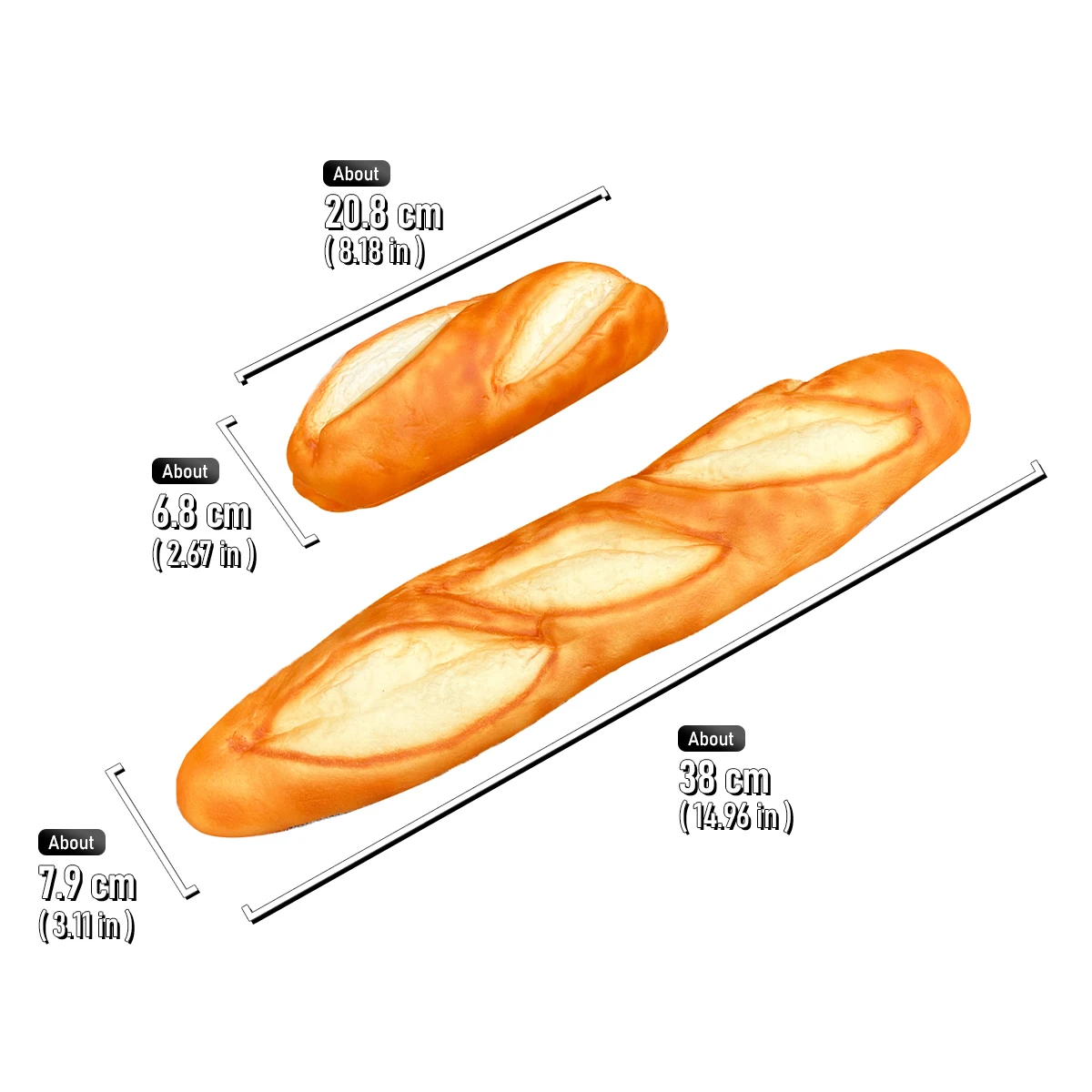 Gefälschte Baguette-Brot-Requisite, realistisches französisches Laib-Modell aus PU für die Heim- und Küchendekoration, Fotografie-Hintergrund, Party-Dekoration – Detail 11
