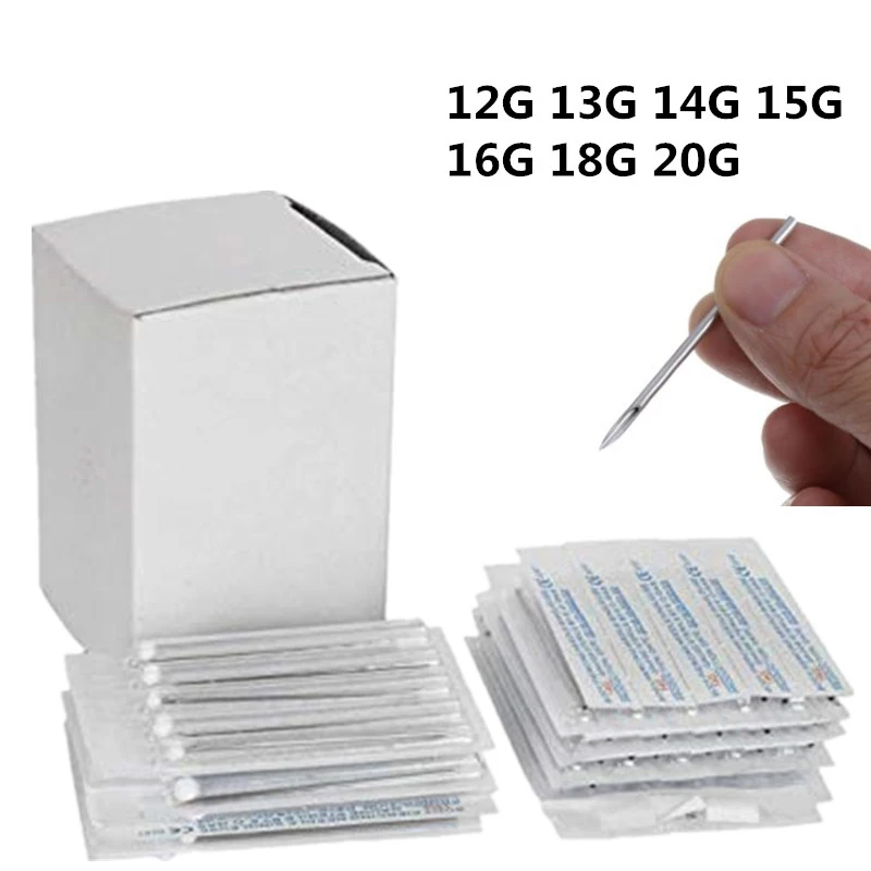 10/50PC Surgical Steel Body Piercing Needle Lot Disposable Sterilized Piercing Needle Tattoo Ear Nose Nipple Pircing