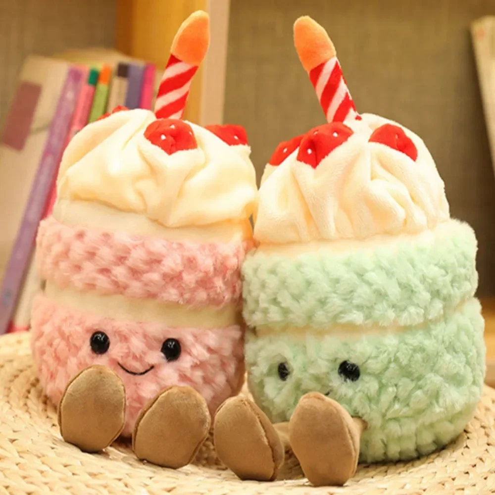 28 см торт на день рождения, милая плюшевая кукла с выражением для мальчиков и девочек, вечерние забавные мягкие игрушки, настольный дисплей, креативные подарки