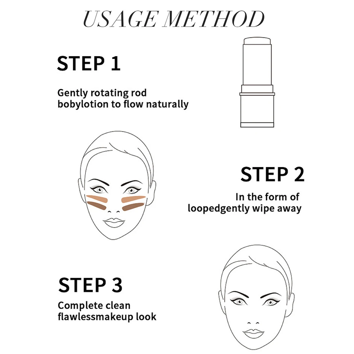 3 in 1 크림 같은 컨투어 스틱 하이라이트 컨투어 블러쉬 하나로 방수 및 오래 지속되는 삼차원 얼굴 윤곽 연출