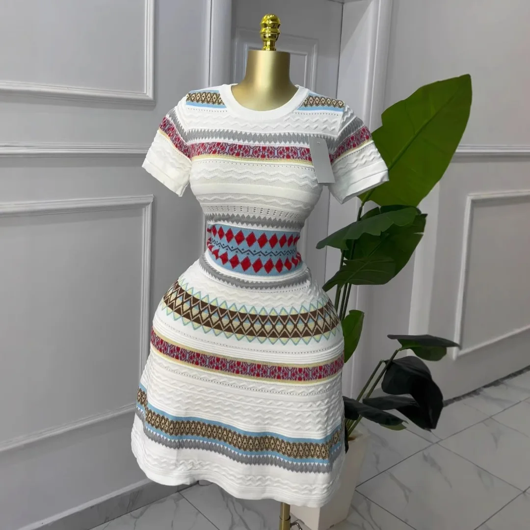 

Mini Dress Women Striped Dresses Knitted Vestidos Streetwear Y2k Streetwear Knit Elegant Splice Y2k Casual Loose Summer 2025