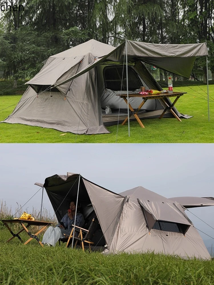 LYY Camping Tent Outdoor Camping Overnight Rainproof Vinyl Canopy Sun Protection Foldable