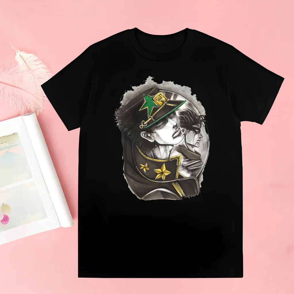 

Japanese Anime Jojo Bizarre Adventure Jotaro Star Harajuku Man T Shirts Tees Shirt Tops Design Short-Sleeved Aesthetic T Shirt