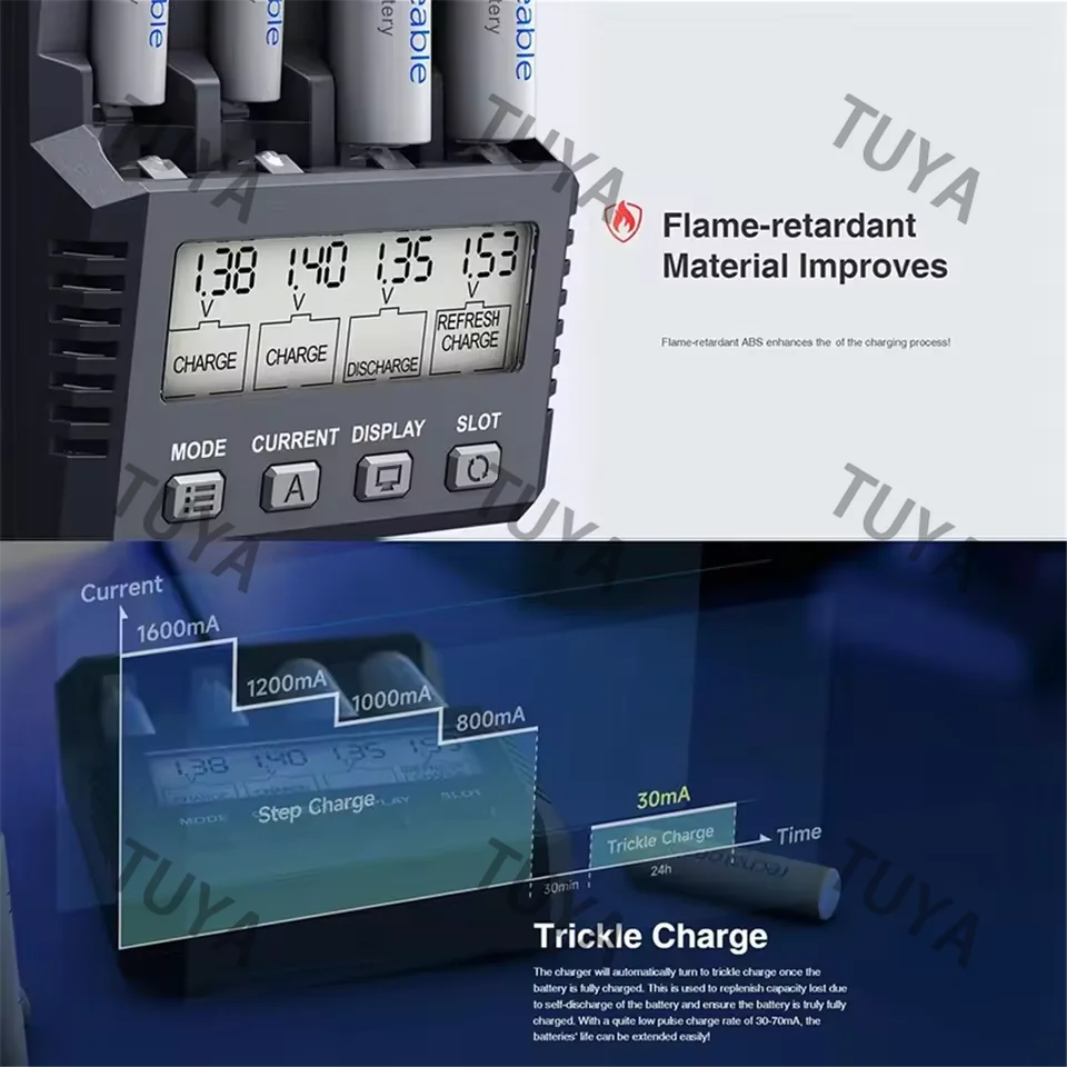 NC1600 Battery Charger AA/AAA NiMH NiCr Battery Charger with Analyzer Portable U tility Charger