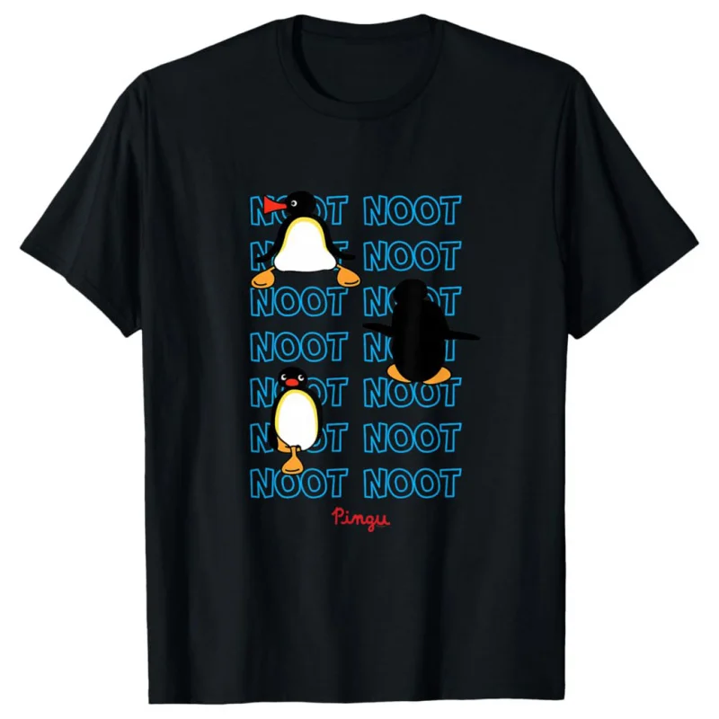 

0330 Noot Noot Pingu Meme Gift t shirt for men Funny cartoon Graphic Clothes 100% cotton printed Y2K clothing Large size tee