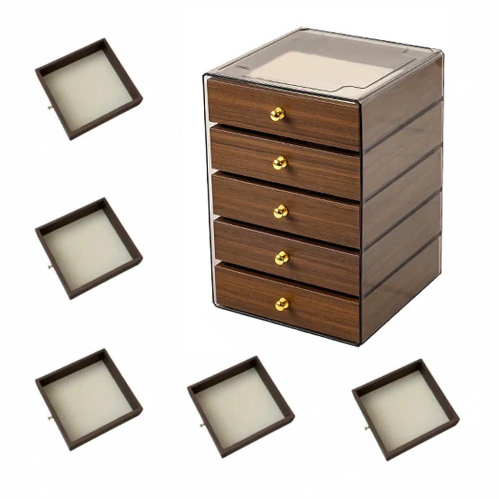 

Large Capacity Jewelry Storage Box Dust-proof Detachable Layers Desktop Storage Case 3/5 Layers Simple