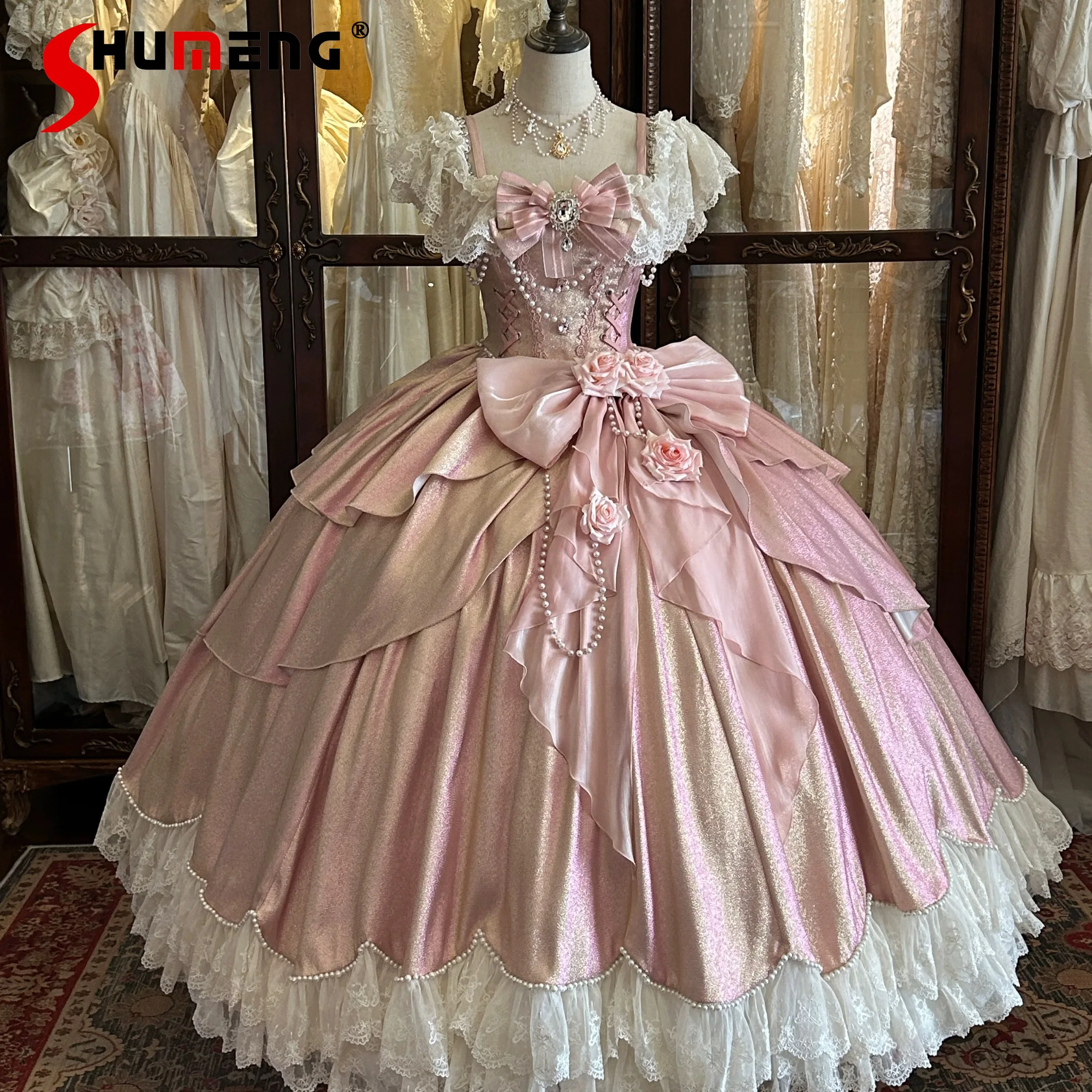 

Sweet Lolita Birthday Party Evening Dress Anniversary Wedding Long Dress Women's High Waist Slimming Elegant Princess Dress