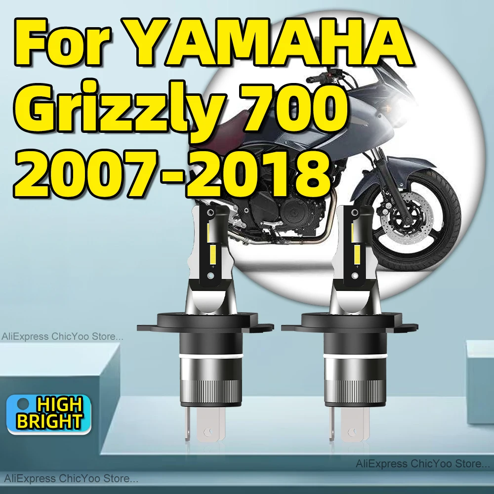 2PCS Motorcycle H4 LED Headlight 120W 6000K Bulbs For YAMAHA Grizzly 700 2007 2008 2009 2010 2011 2012 2013 2014 2015 16 17 2018