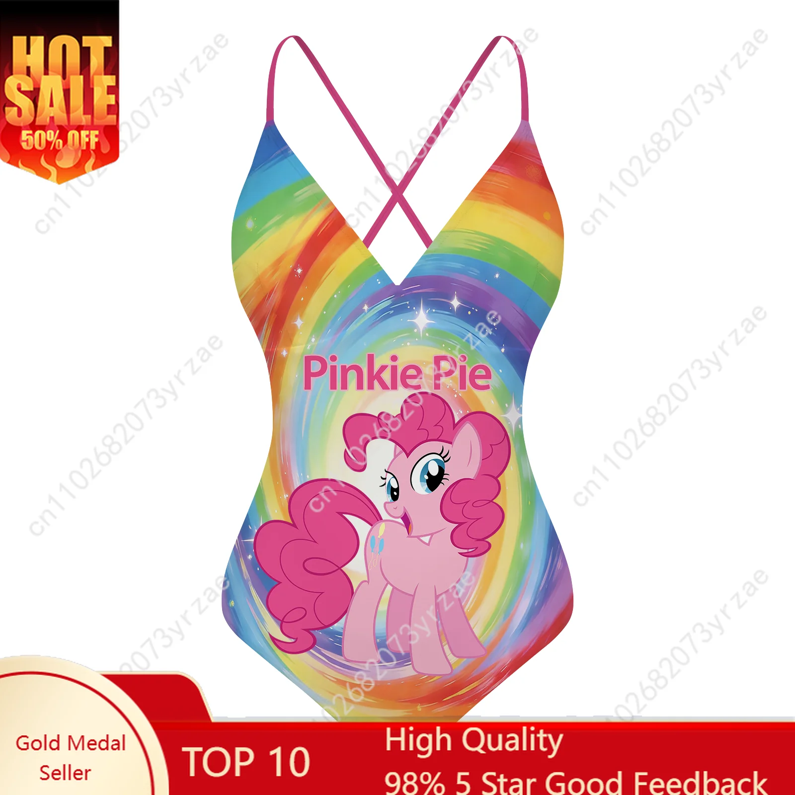 

Pinkie Pie V-neck Halter Back Swimsuits Womens Bathing Suit My Little Pony Friendship Is Magic Sexy Bikini Custom Swimsuit