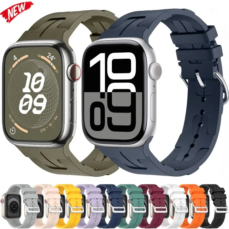 

Silicone Strap For Apple Watch 10 9 8 7 46mm 45mm 41mm Ultra 2 49mm Sports Band iWatch Series 6 5 4 3 SE2 44mm 42mm 40mm Correa