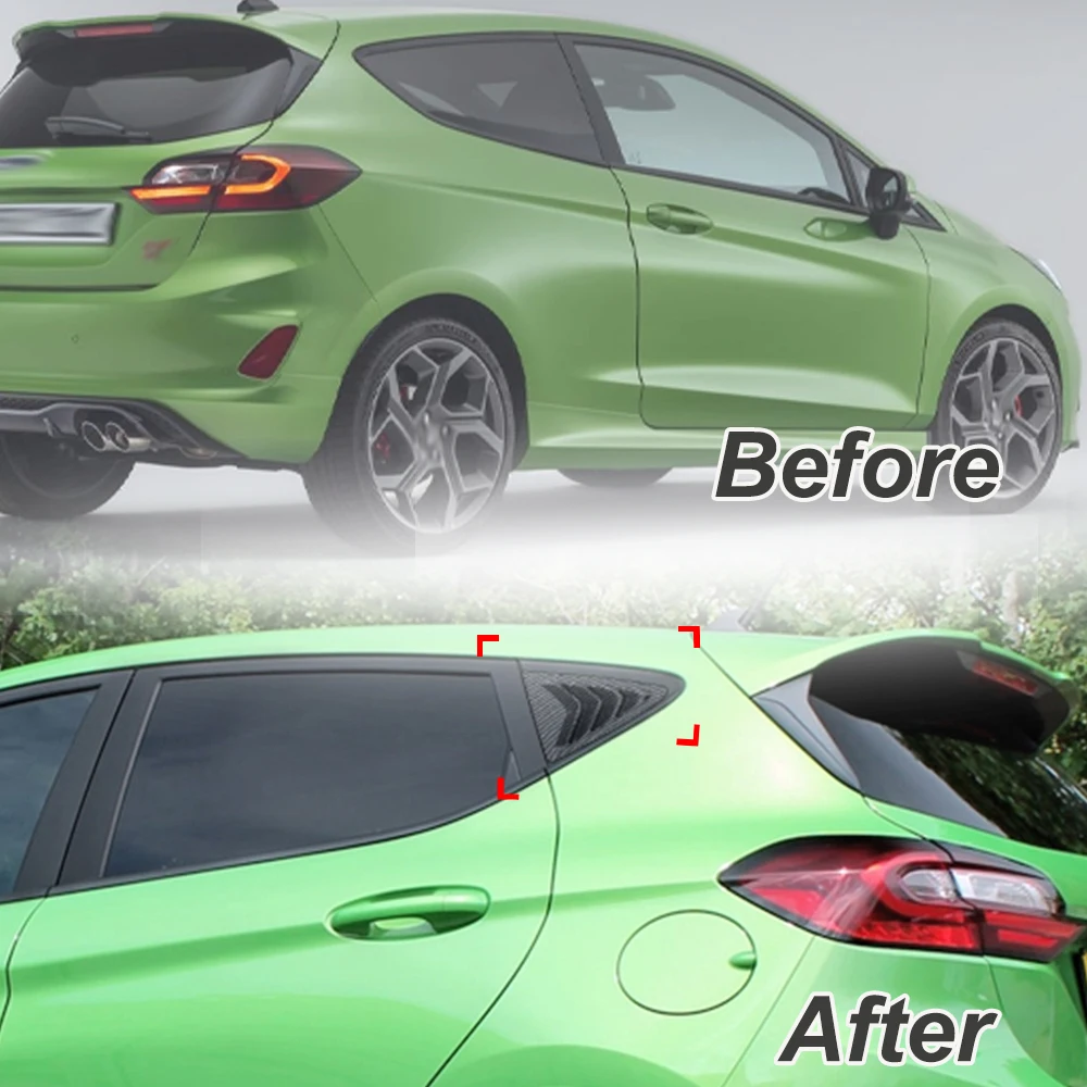 For Ford Fiesta MK8 2018+ Window Blinds Spoiler Car Stickers Exterior Decorations Glossy Black High Quality ABS