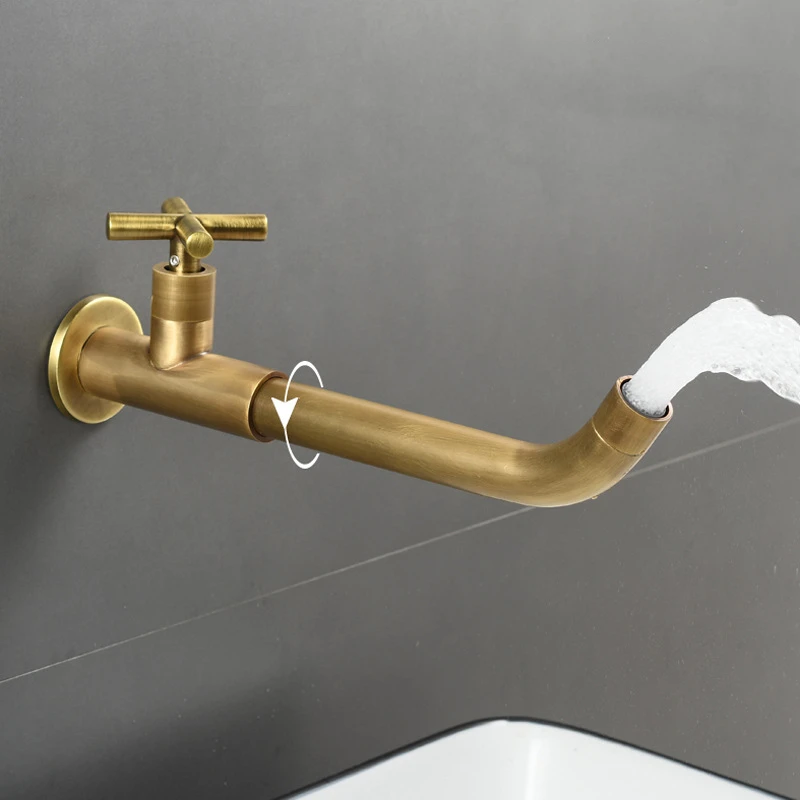 1PC Thread G1/2' Antique Gold Black Extended Single Cold Mop Pool Bathroom Sink Tap Splash Proof Toilet In-Wall Washbasin Faucet