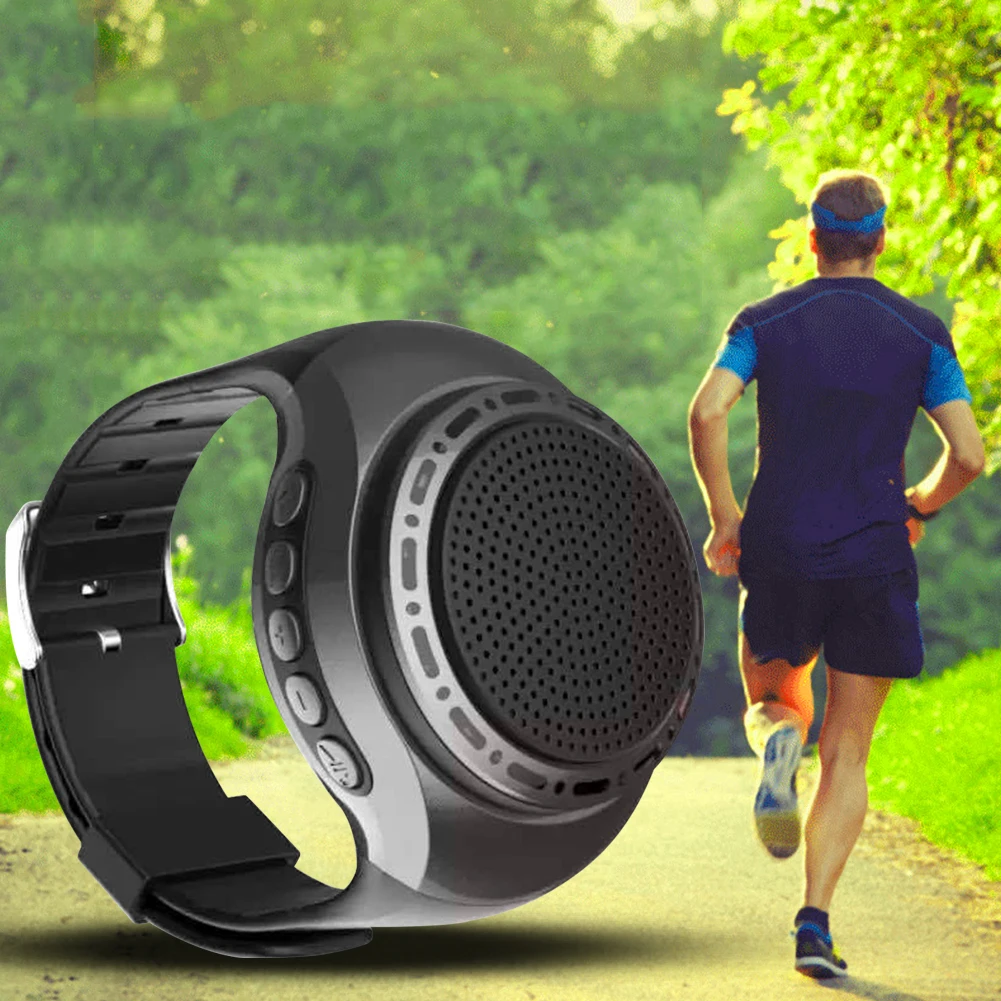 New U6 Wrist Watch Bluetooth Speaker With FM Radio Portable Outdoor Sports Running Wearable Mini Speaker Wireless Subwoofer