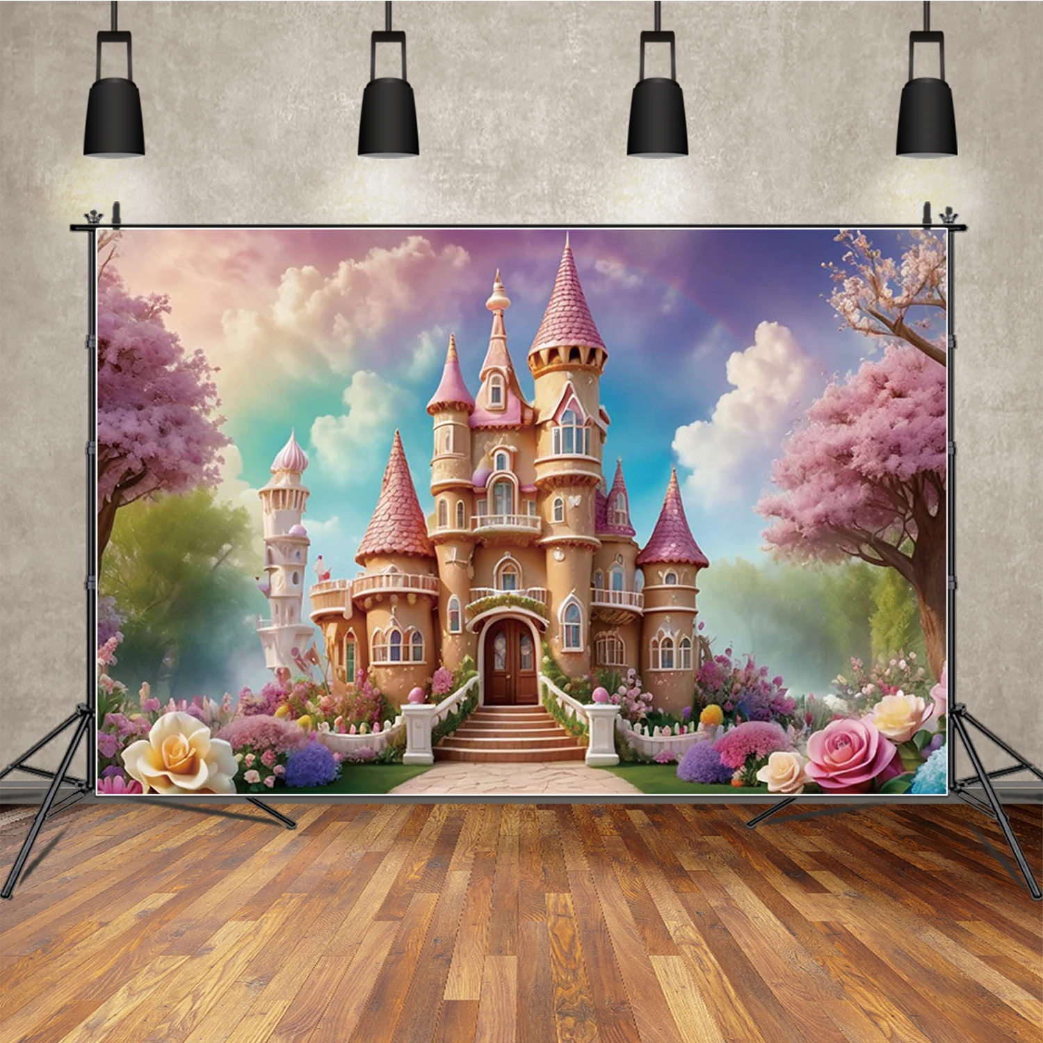 MOON.QG بالون كانديلاند قلعة زينة عيد الميلاد خلفية تيدي بير فراشة خلفية الطفل التصوير الفوتوغرافي استوديو الإمدادات