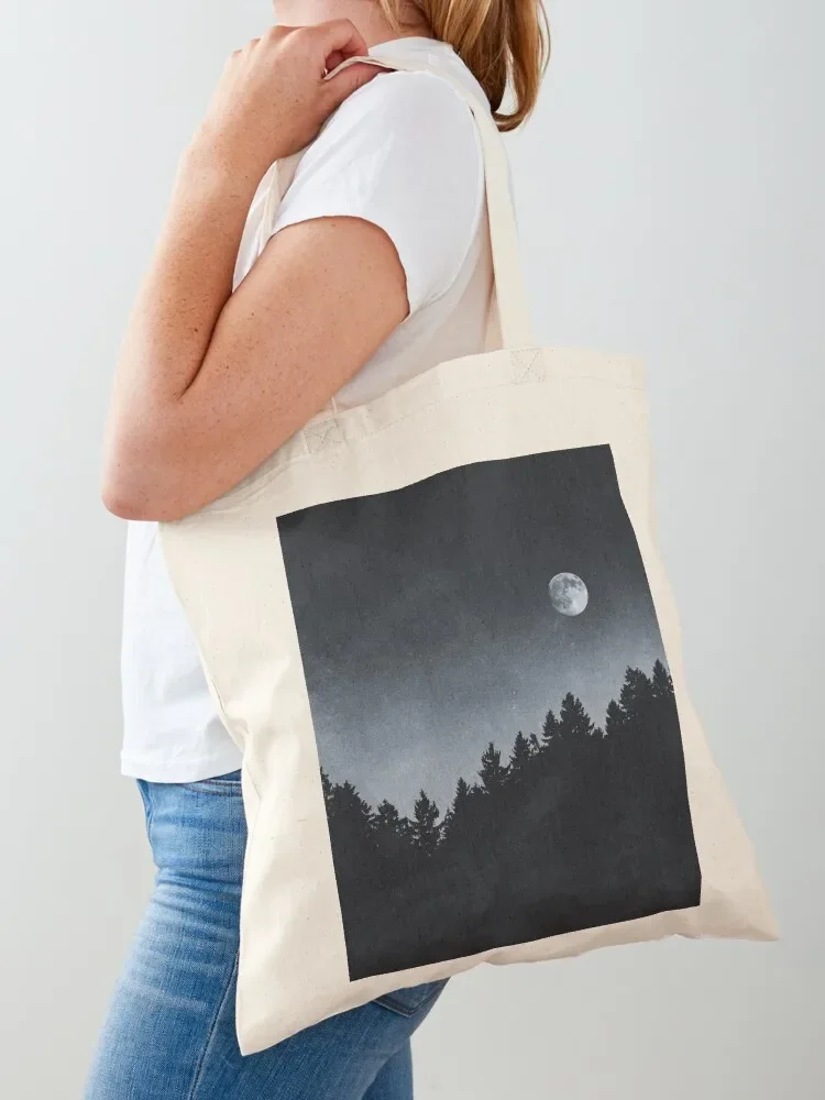 

Under Moonlight // Ghost Wood Vibes In A Dark Forest With Cascadia Trees In Magic Night Sky Tote Bag shopper bag women canvas