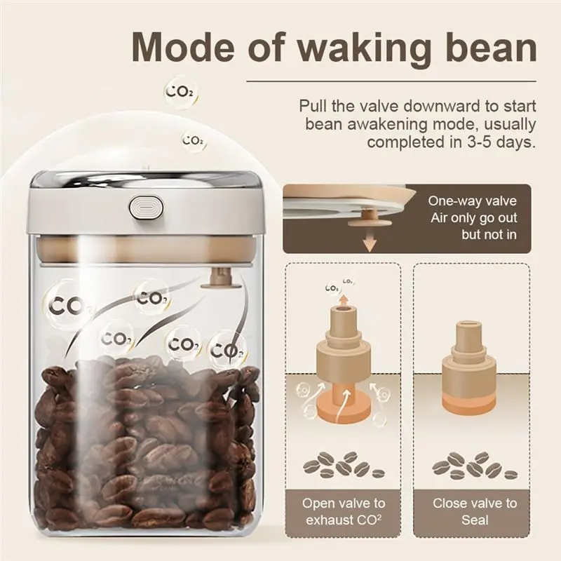[Great Sell】 One-Way Valve Seal For Coffee Bean Storage Container Lid With Date Tracker For Coffee Beans& Other Food Storage Jar