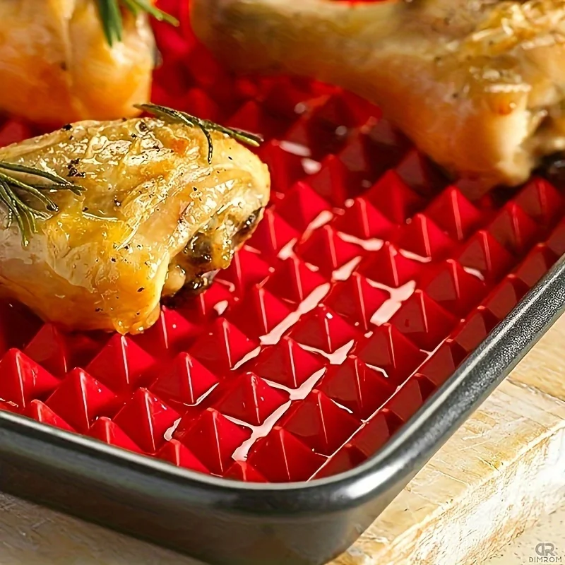 Antihaft-Silikon-Backmatte, 40,6 x 27,9 cm, Pyramiden-Kochmatte, BPA-freie Pfanne zum Backen von Mikrowellenherden, leicht zu reinigende Brathähnchen-Matte – Detail 14