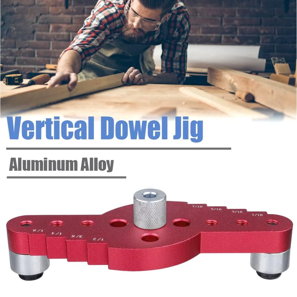 Vertical Pocket Hole Drilling Jig 2-In-1 Woodworking Dowelling Jig Locator with Scriber Wood Dowel Drill Guide Puncher