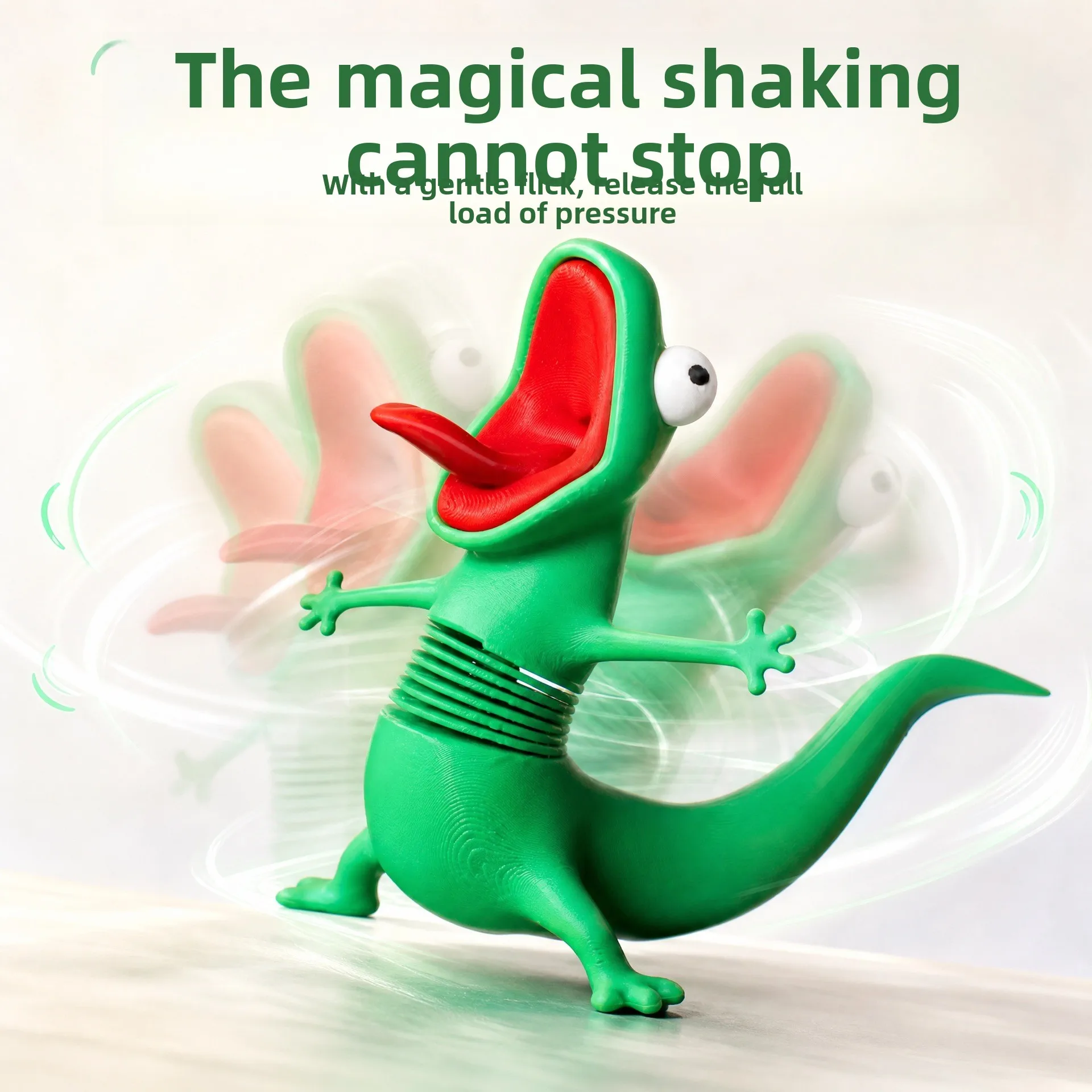 Wobble Spring Cute Green Lizard Figurine Stress Relief Desk Decoration Funny Wiggle Toy Gift