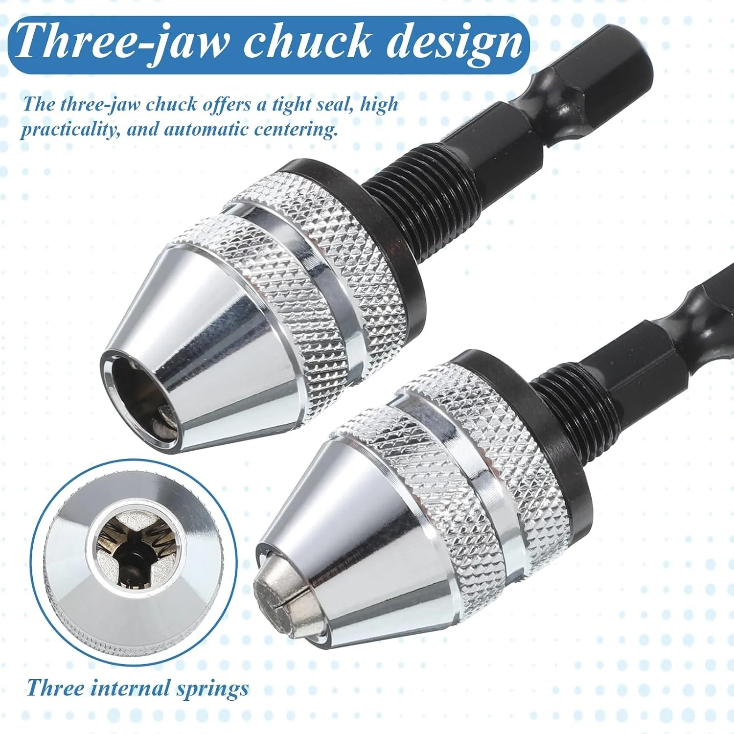 3PCS Drill Bit Adapter 1/4 Hex Shank Keyless Drill Chuck Adapter Small Drills Chuck Extension for Impact Driver Quick Connect view 2