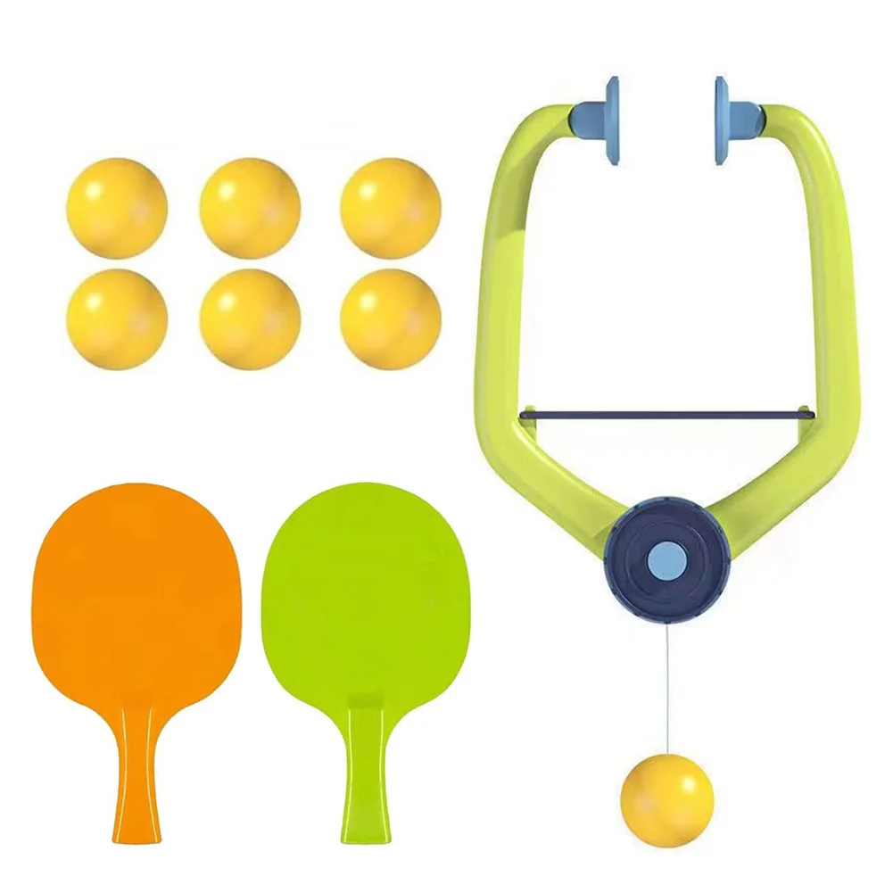 مجموعة مدرب تنس الطاولة المعلقة المحمولة مع مضرب وكرات باب بونج لعبة قابلة للتعديل مجموعة تدريب ذاتي لتنس الطاولة في الأماكن المغلقة