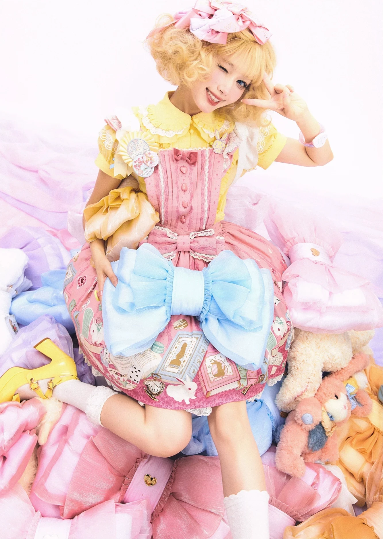 Sweetheart Girl Japanese Lovely Gauze Bow Backpack Fairy Lolita Bow Kawaii Two-dimensional Comic Show Sweet Cute Women's Bag