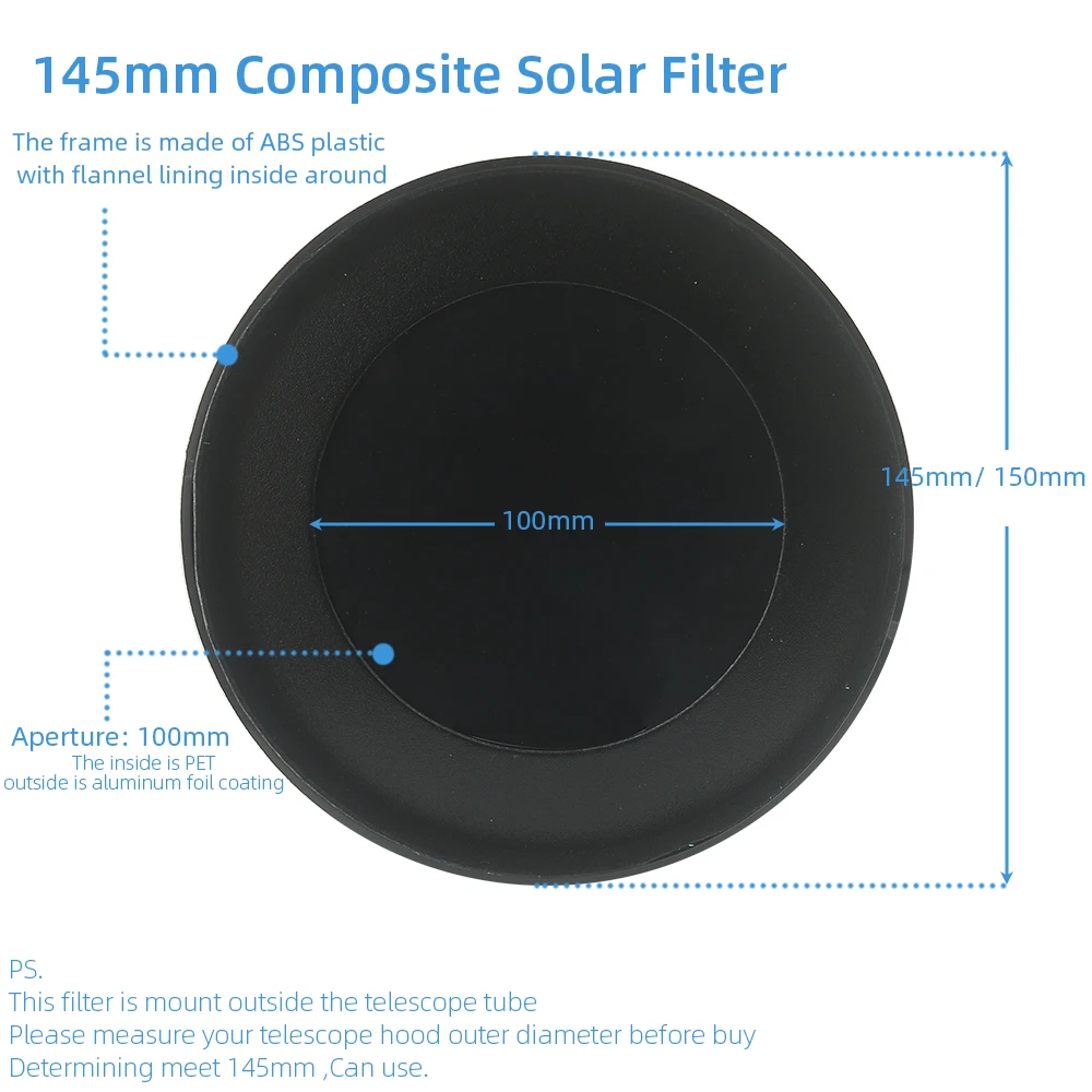 EYSDON Solar Filter Sun Film Membrane Lens for Celestron 127 SLT Astronomical Telescope Sunspot Observation Bard Film