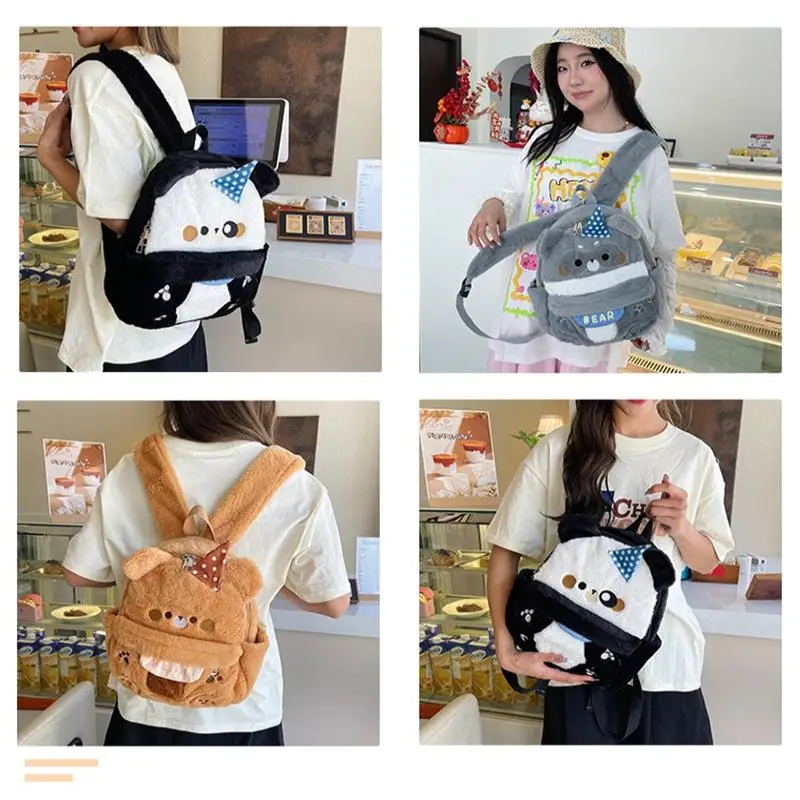 

Cartoon Bear Animal Plush Backpack Cute Stuffed Little Bear School Bag Large Capacity Knapsack Student Shoulders Bag Lovely Gift