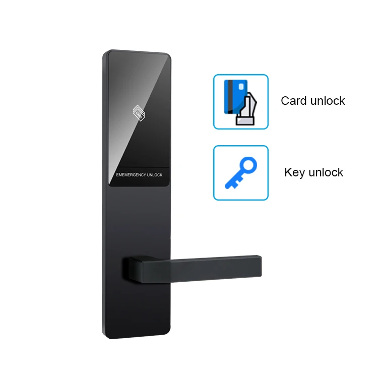 New Elegant RFID Card Smart Door Lock System Hotel Wooden Door Lock with Mechanical Keys