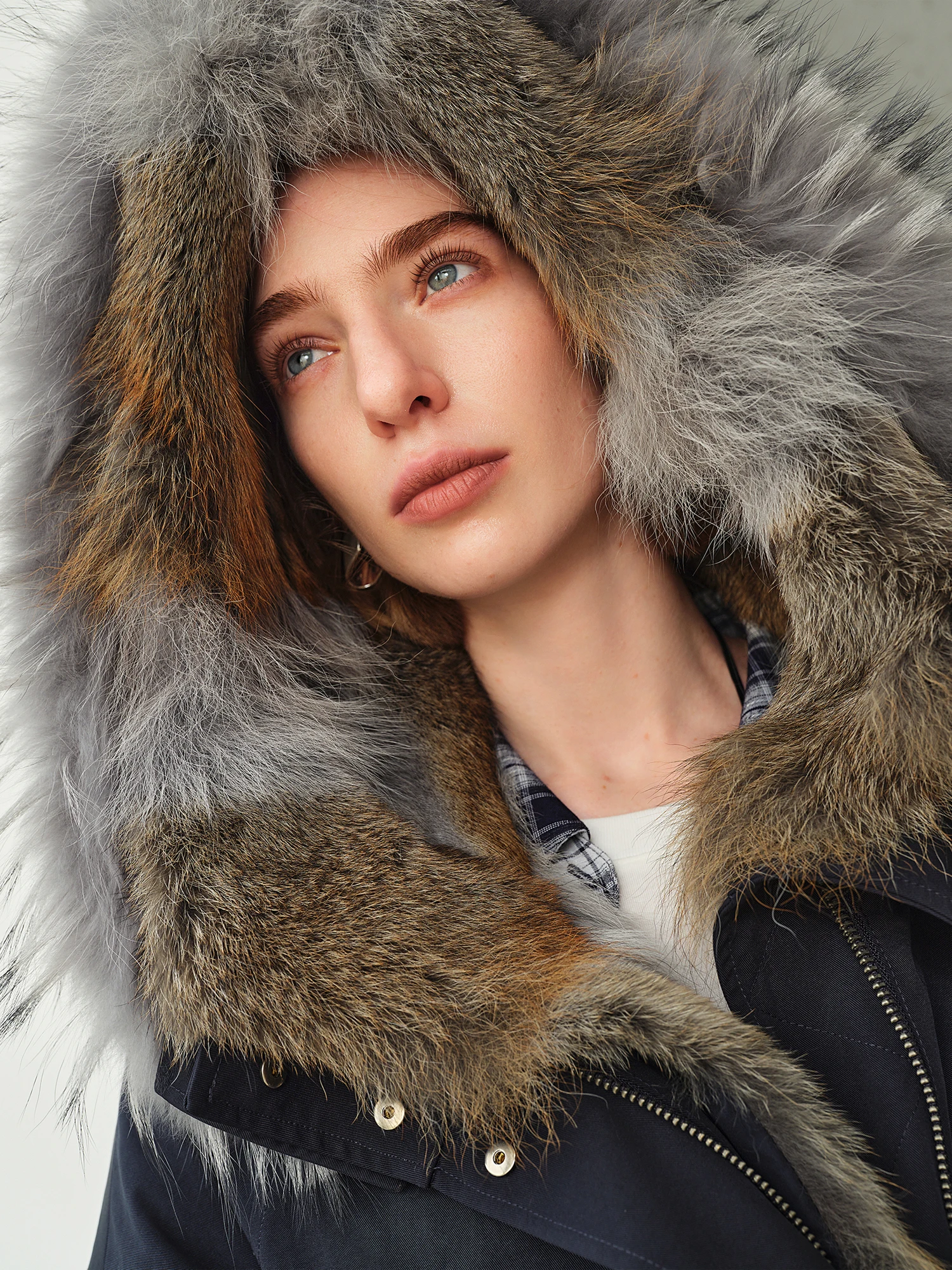 Fsle【série premium】parka de pele genuína, casaco destacável 2 em 1, jaqueta de inverno com isolamento térmico quente, casaco com capuz