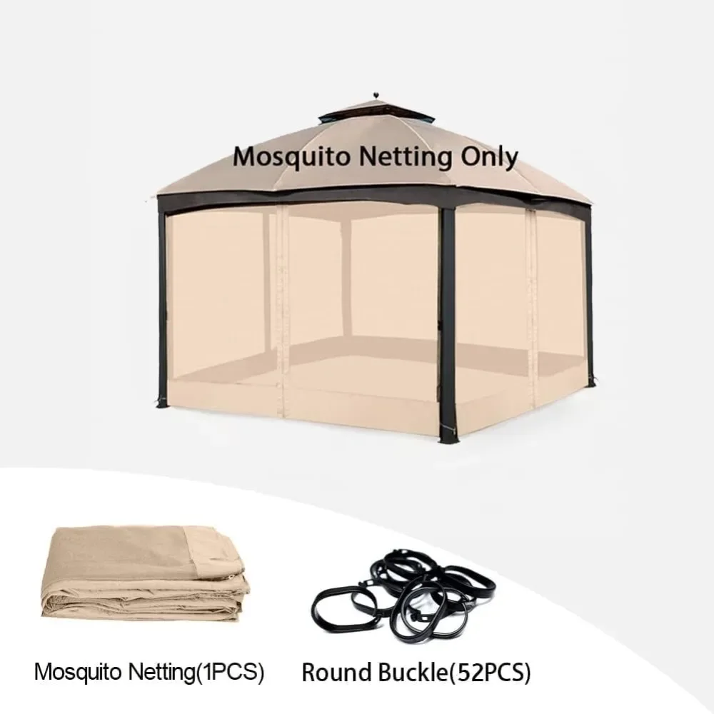 10' x 12' Gazebo Replacement Mosquito Netting, Gazebo Universal Netting Outdoor, 4-Panel Screen Walls Privacy Curtain