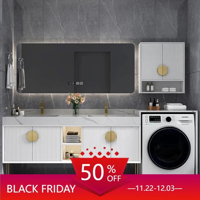 Solid Wood Slate Integrated Bathroom Cabinet Balcony Washing Cabinet Muebles Para El Hogar Combination Designer Washbasin