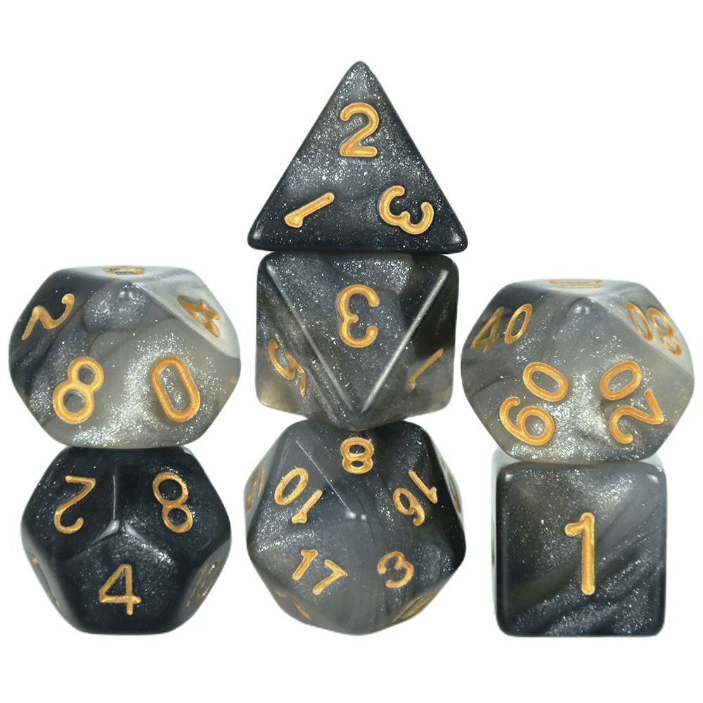 Dnd dadu polihedral 7 buah/Set untuk permainan DnD papan meja rol bermain Game bertema galaksi Set dadu