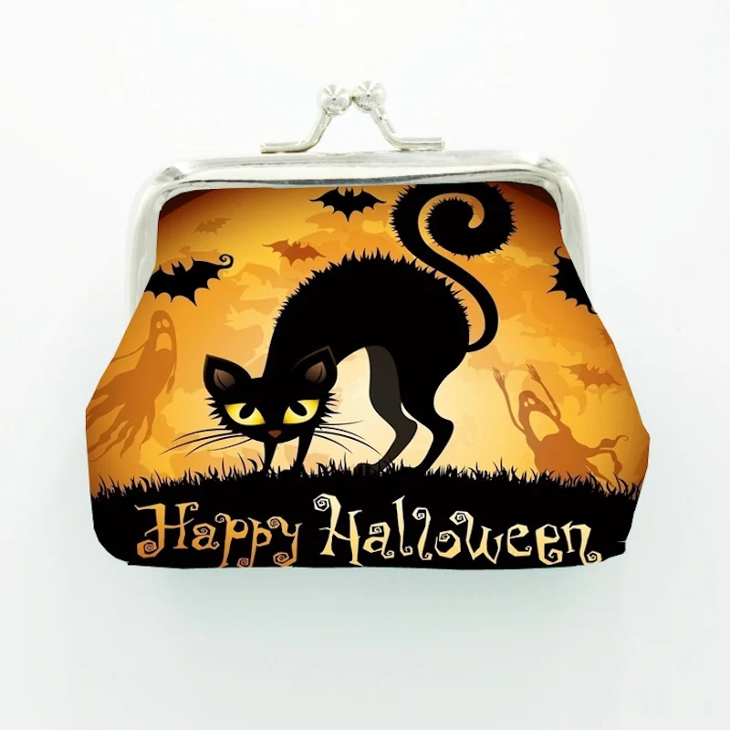 24PCS/Lot Happy Halloween PU Coin Purse Wallet, Souvenir, Key Bag, Mini Wallet Pouch, Change Wallet, Coin Pocket for Daily Use