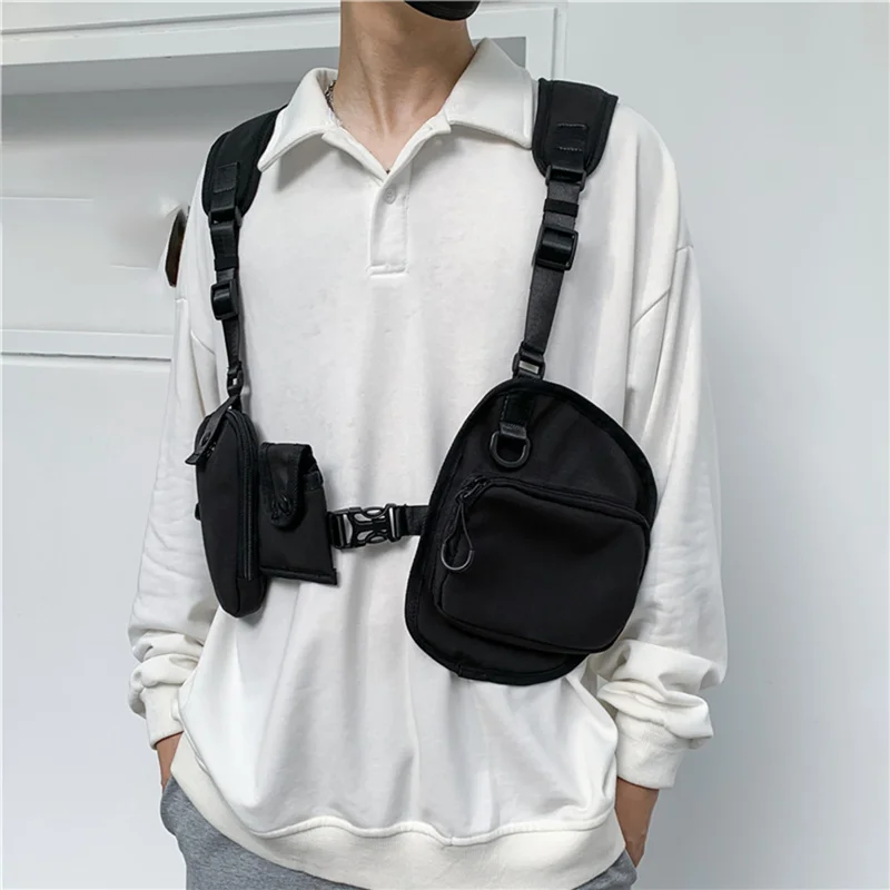AA87 Outdoor Adjustable Buckle Vest Bag Multifunction Sleeveless Hip Hop Punk Men Women Waistcoat