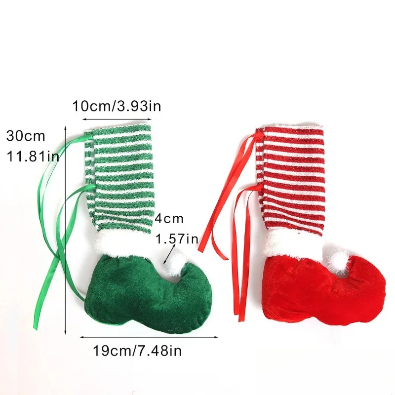 

Christmas Fabric Decorations Kitchen Dress Up Props Striped Elves Mix and Match Straps Table Foot Cover
