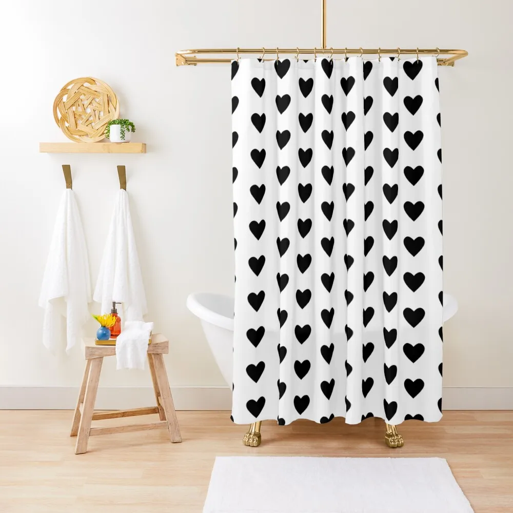 

Small Hearts Pattern (black/white) Shower Curtain Bathroom Shower Set Bathroom Fabric Waterproof Fabric Shower Curtain