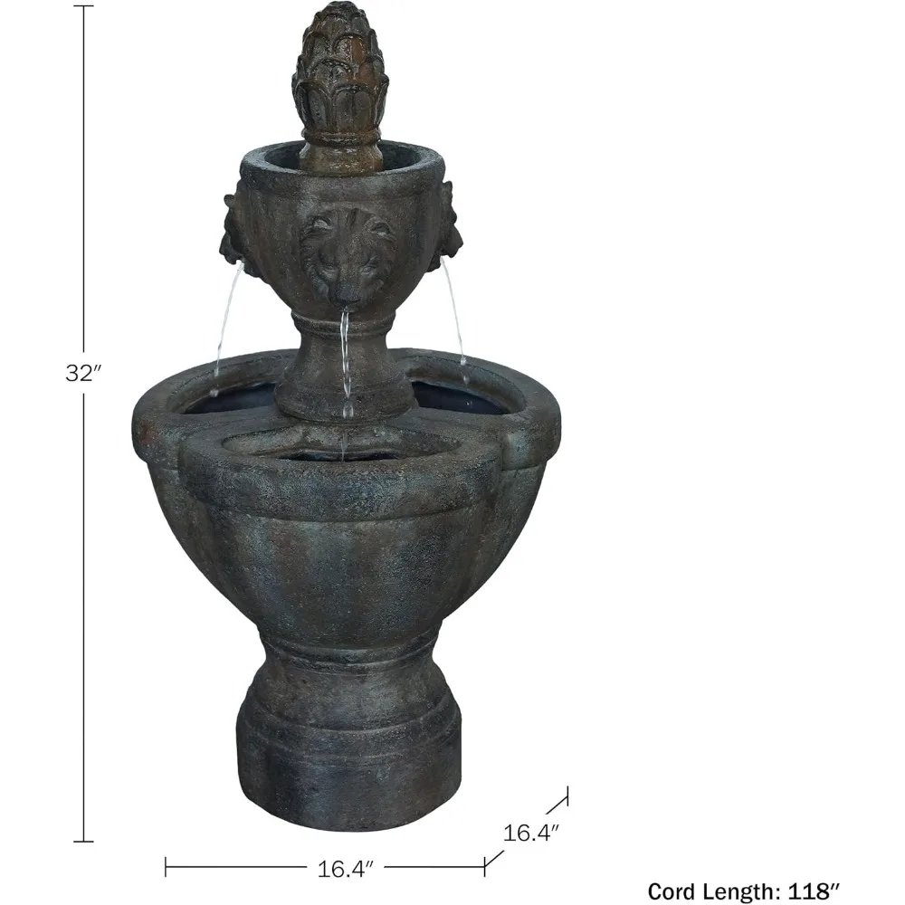 الأفضل - نافورة مياه حجر رأس الأسد 50-0005، بني سريع، توصيل مجاني #5