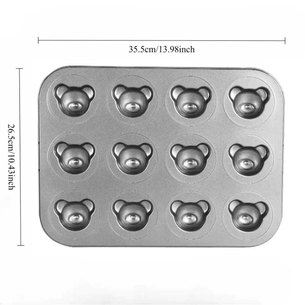 الكربون الصلب الدب قالب الخبز عموم 12 تجويف الكرتون الحيوان شكل الكعك قالب الكعك غير عصا سهلة إزالة القوالب #6