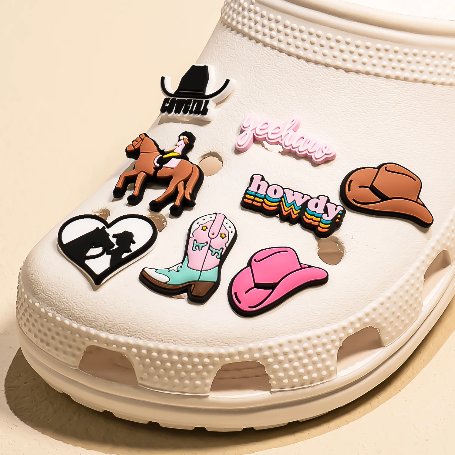 1pcs PVC Western-Style Cowboy Cowgirl Style Shoe Charms for Women Men Shoe Accessories Decorations Pins for Clog Buckle Gifts