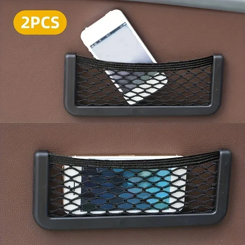 1pcs/2pcs 자동차 주최자 보관 가방 자동 붙여 넣기 네트 포켓 전화 홀더 자동차 액세서리 20*8CM 8*15CM 유니버설