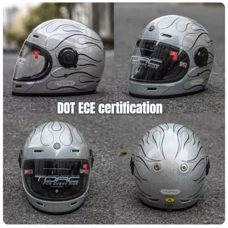 TORC Motorycle Helmet Moto Retro Helmet Men Motorbike Riding Motocross Vintage Full Face Helmets Capacete De Moto