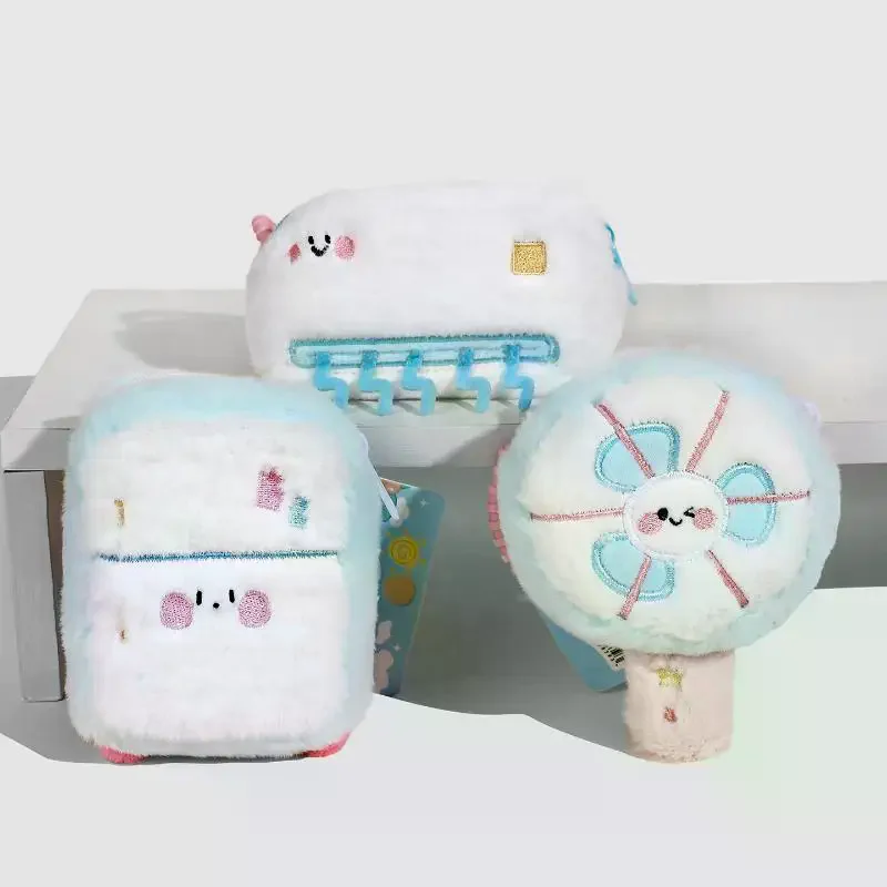 1 szt. Uroczy pluszowy breloczek w kształcie symulowanego urządzenia domowego, kreatywny brelok z klimatyzacją, lodówką, wentylatorem, wypchana zawieszka do plecaka, portmonetki, prezent.