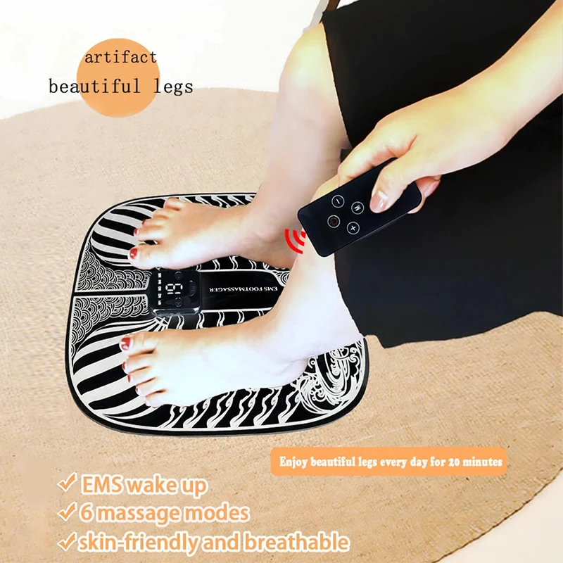 Remote Control EMS Foot Massager Pad Electric Feet Massage Mat Muscle Stimulator Relieve Pain Home Protable Comfort USB Charge