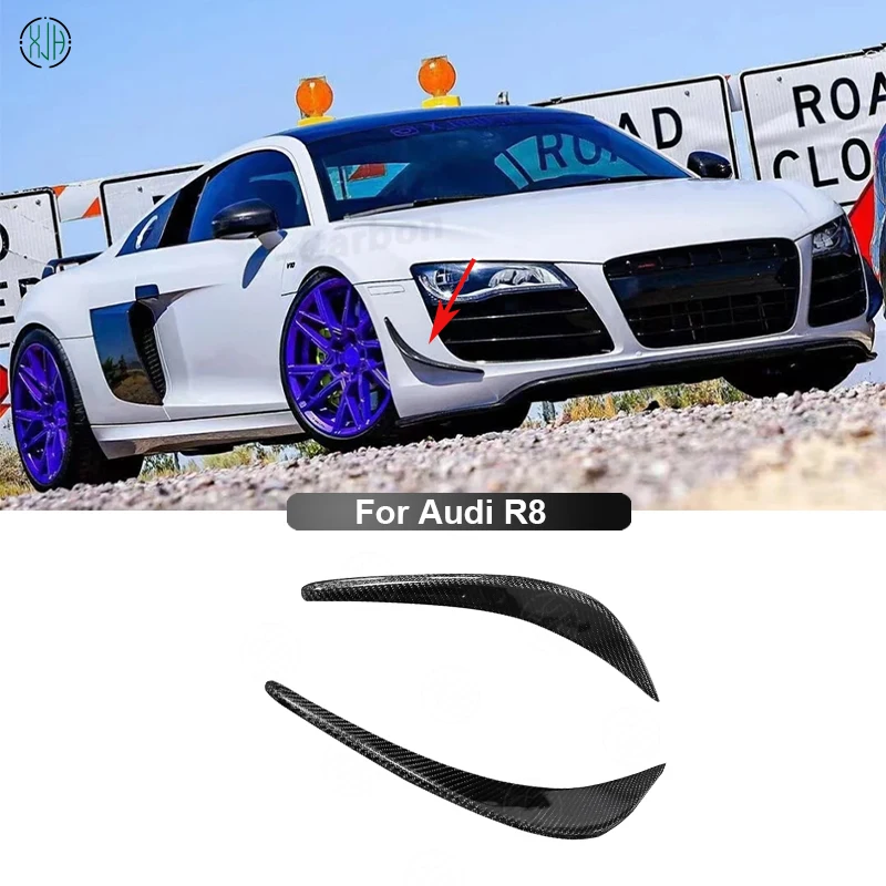 For Audi R8 2008-2015 Car Front Bumper Side Splitters Fins Canards Parts Carbon Fiber Upgrade Body kit Car Accessories