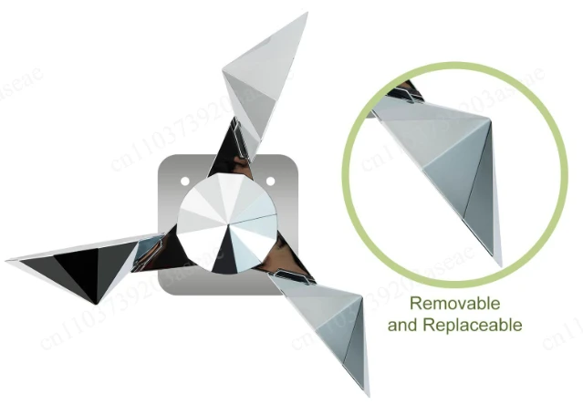 Bird repelling reflective rotating device to scare away pigeons, woodpeckers and other birds
