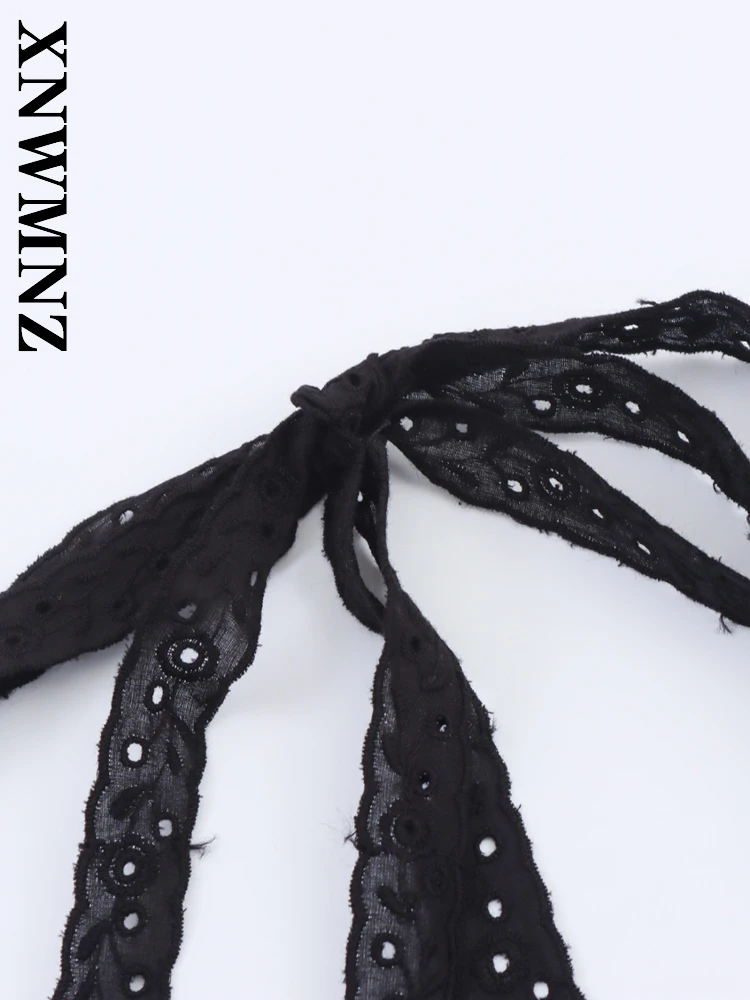 XNWMNZ 2025 Summer Sexy Holiday thin shoulder strap Sleeveless mini Dresses Chic boho Woman's Fashion Backless Pleated dress