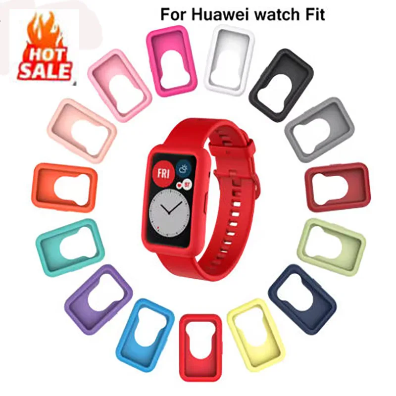 

Soft Silicone Colorful Protector Case Cover Shell Protect For Huawei Watch Fit smrat watch New
