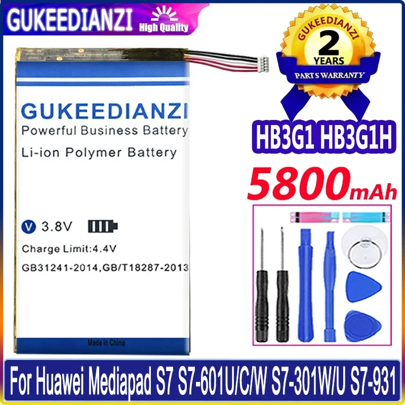 GUKEEDIANZI Battery HB3G1 HB3G1H 5800mAh For Huawei MediaPad 7 Lite S7-301u 301w 302 303 Batteries